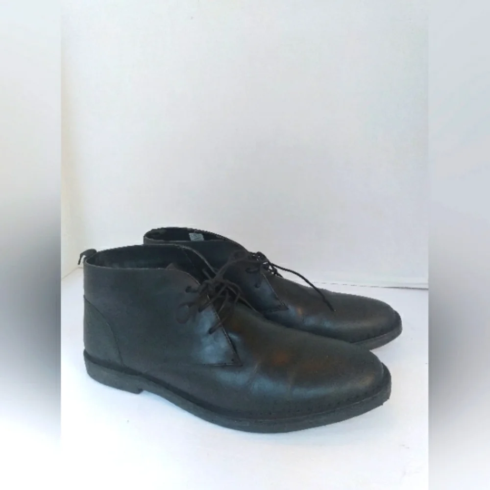 Classic Black Leather Chukka Boots Casual‎ Dress Shoes Minimalist Desert Boots